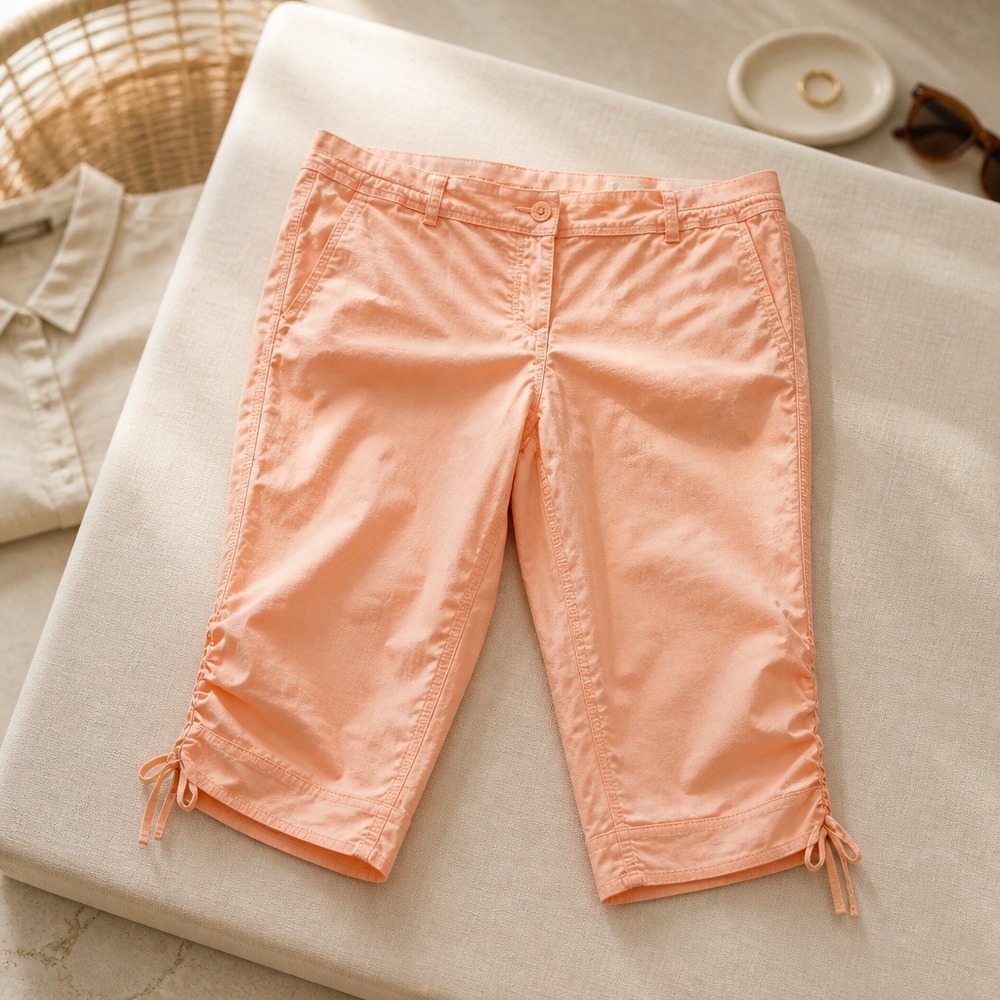 Chico's 3.5 Ultimate Fit Cool Cotton Royal Peach Capri Crop Pants XL Flowy NWT